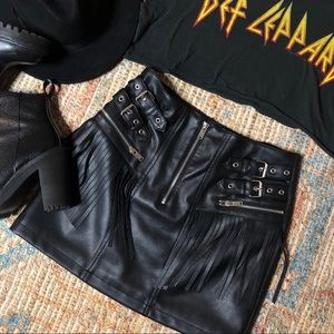 Forever 21 Edgy Pleather Fringe Skirt